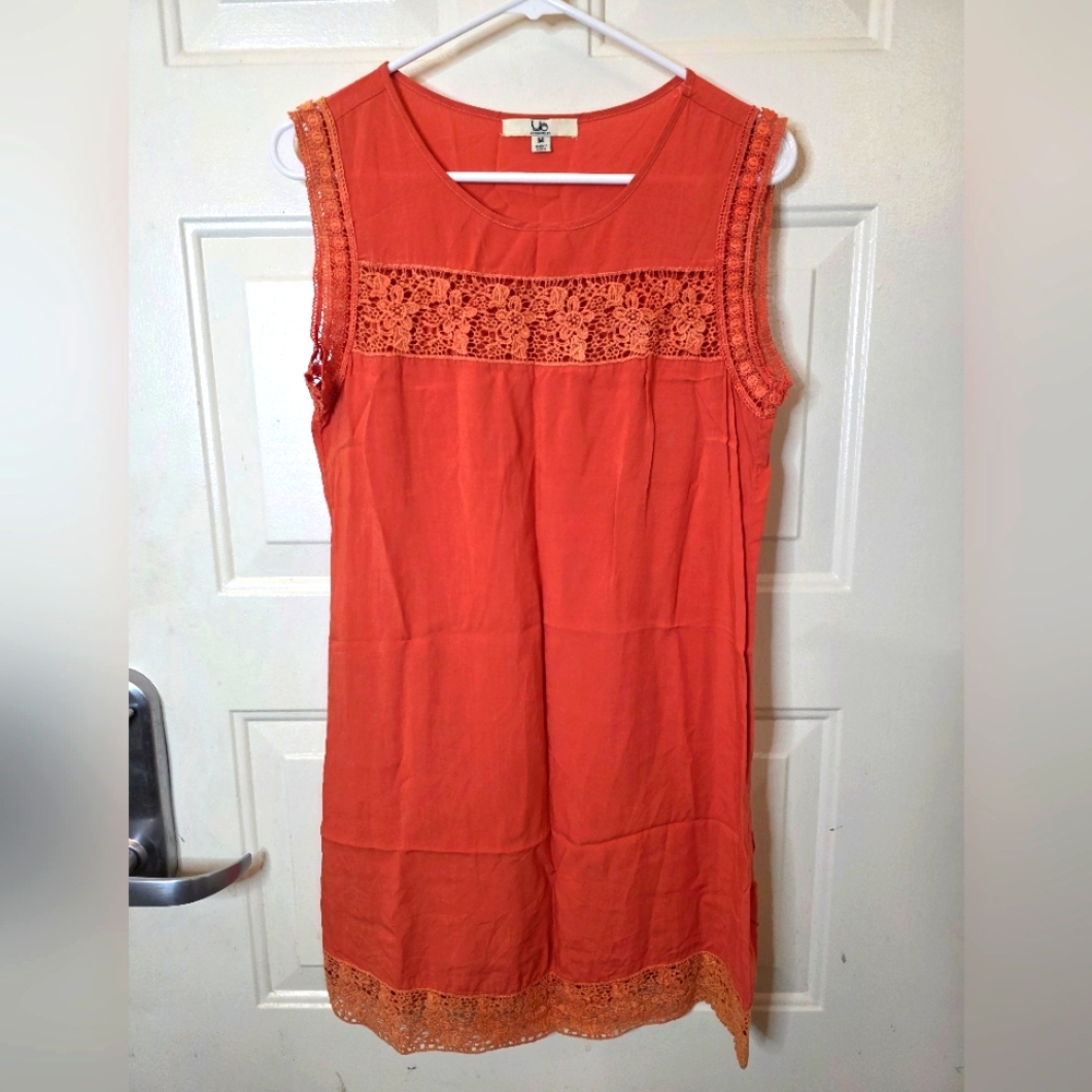 Ya Los Angeles Summer Dress Lace Detail Sleeveless Cotton Blend Coral‎ Size M